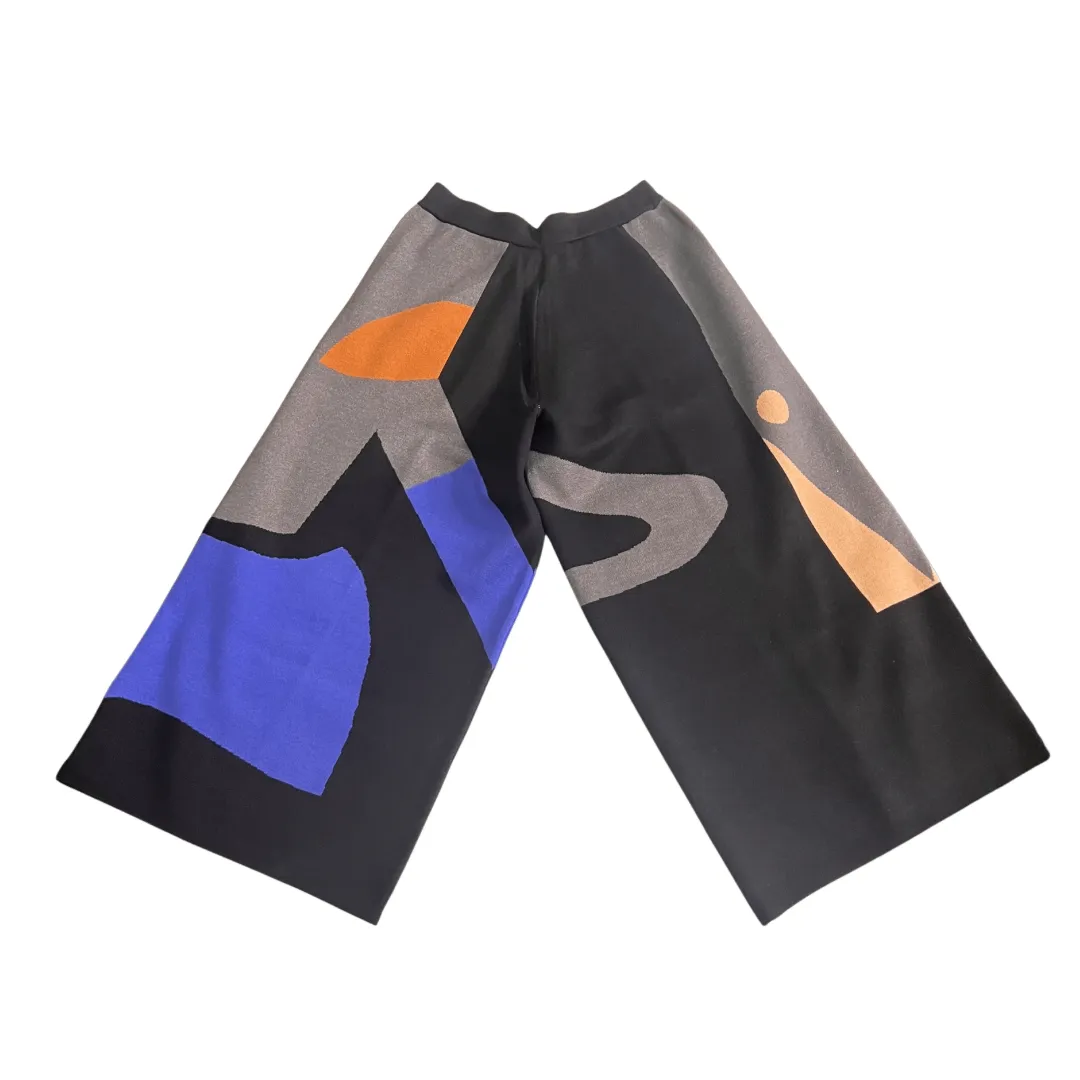 Knit Color Block Culottes - Black