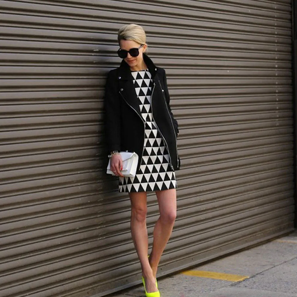 Laura Black & White Triangle Dress