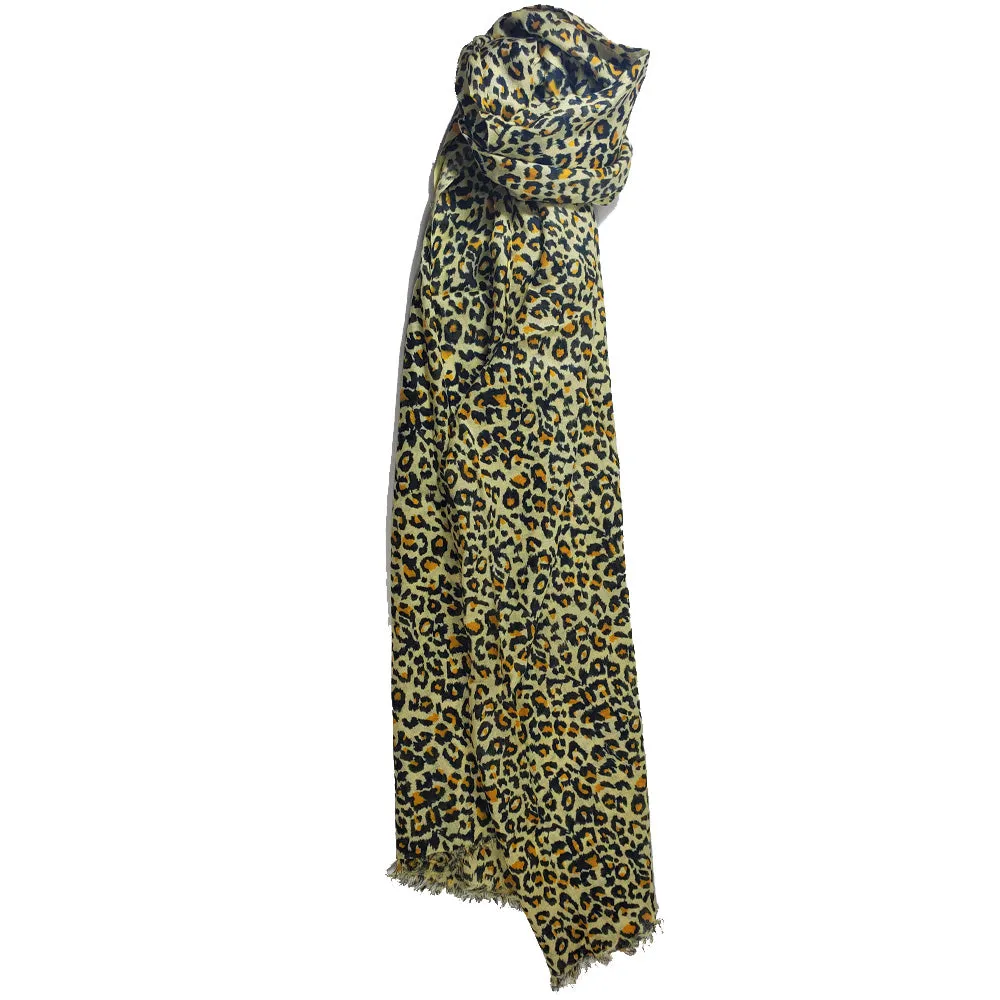 Leopard Print Yellow Scarf