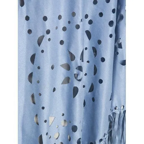 Light Blue Suedette Laser Cut Fringed Cape