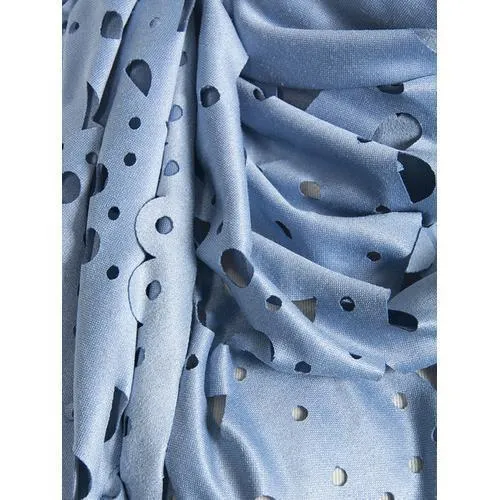 Light Blue Suedette Laser Cut Fringed Cape