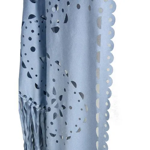 Light Blue Suedette Laser Cut Fringed Cape