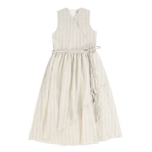 Linen ruffle wrap tan dress by Valentina