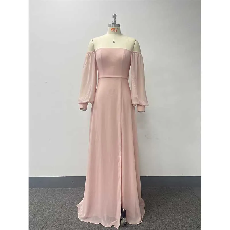 Long Prom Gown Off The Shoulder Evening Dress Chiffon Bridesmaid Dress