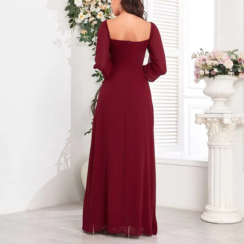 Long Prom Gown Off The Shoulder Evening Dress Chiffon Bridesmaid Dress