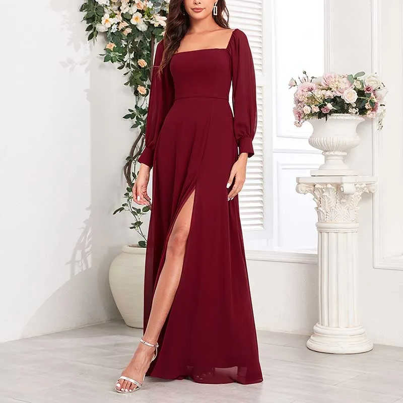 Long Prom Gown Off The Shoulder Evening Dress Chiffon Bridesmaid Dress