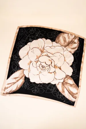 Magnolia's In Bloom Black Polyester Scarf