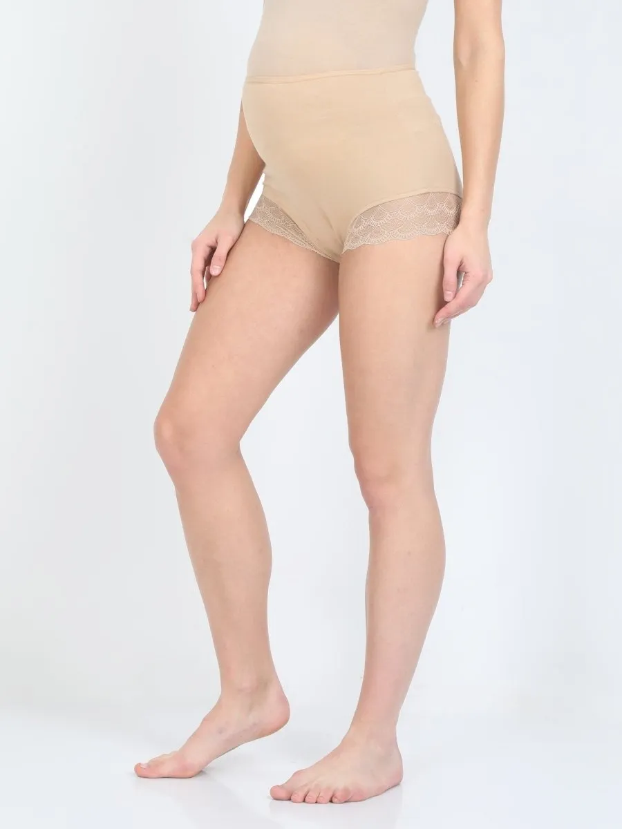 Maternity Over belly High Waist Lace Panty-Beige