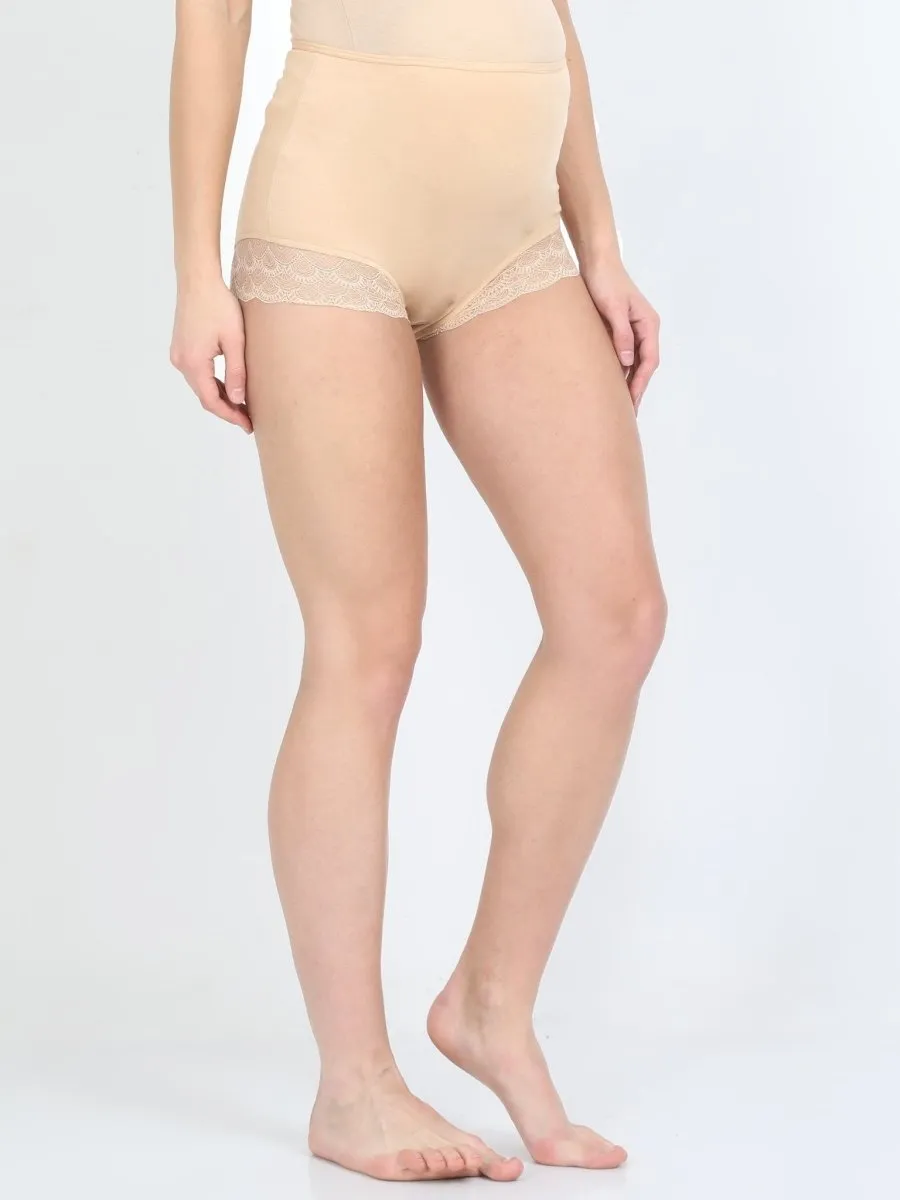 Maternity Over belly High Waist Lace Panty-Beige