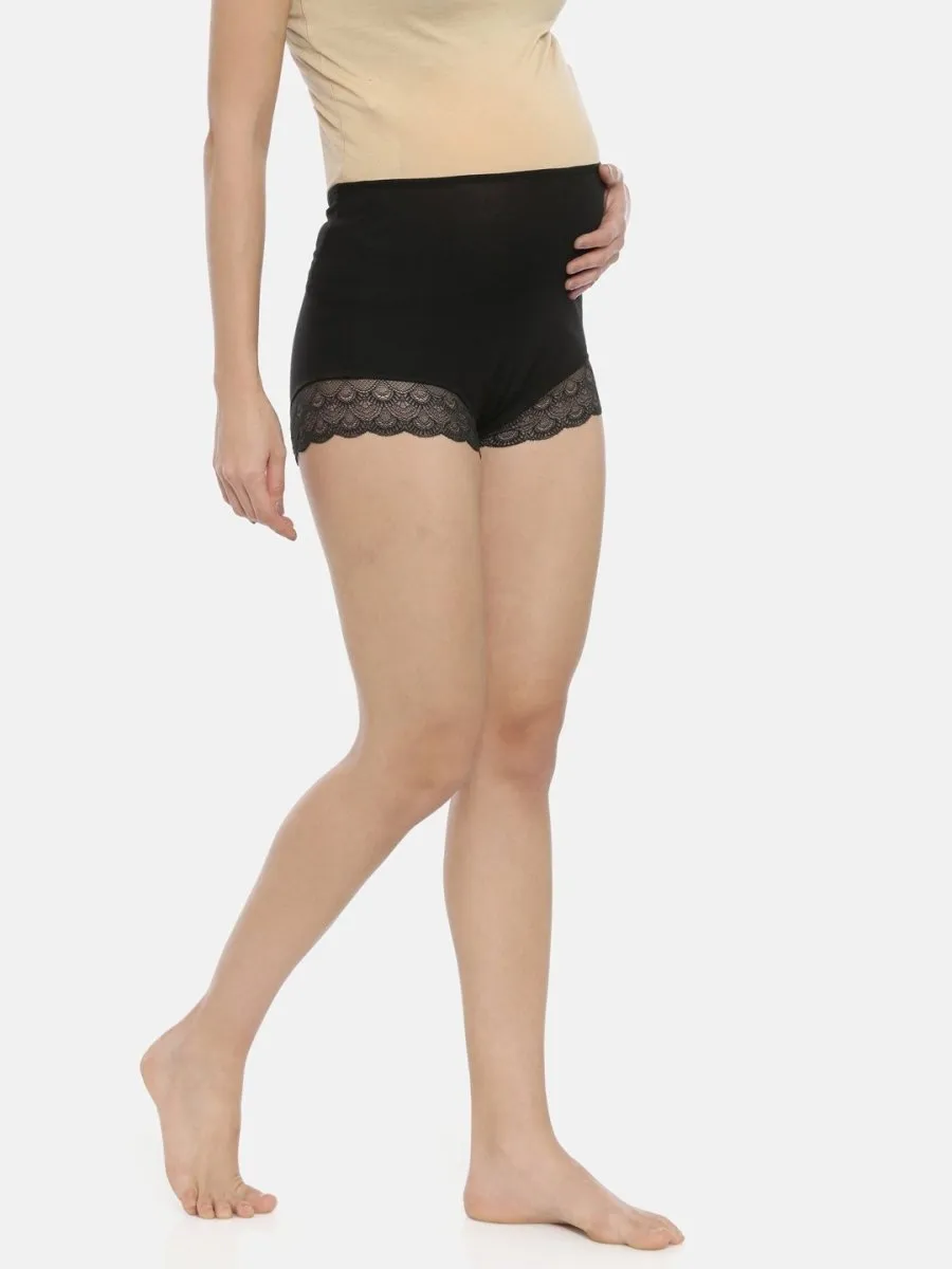 Maternity Over belly High Waist Lace Panty-Black