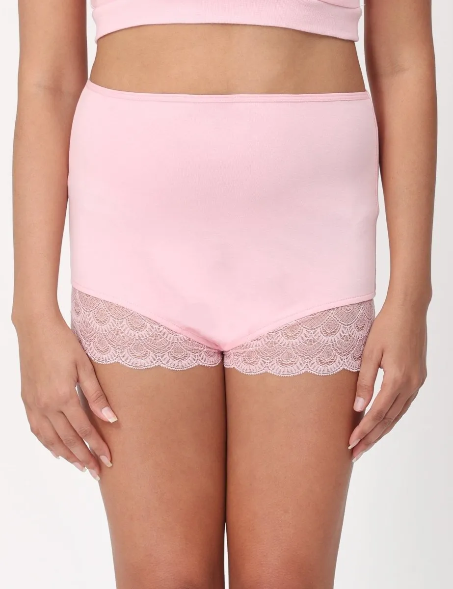 Maternity Over belly High Waist Lace Panty-Rose Pink