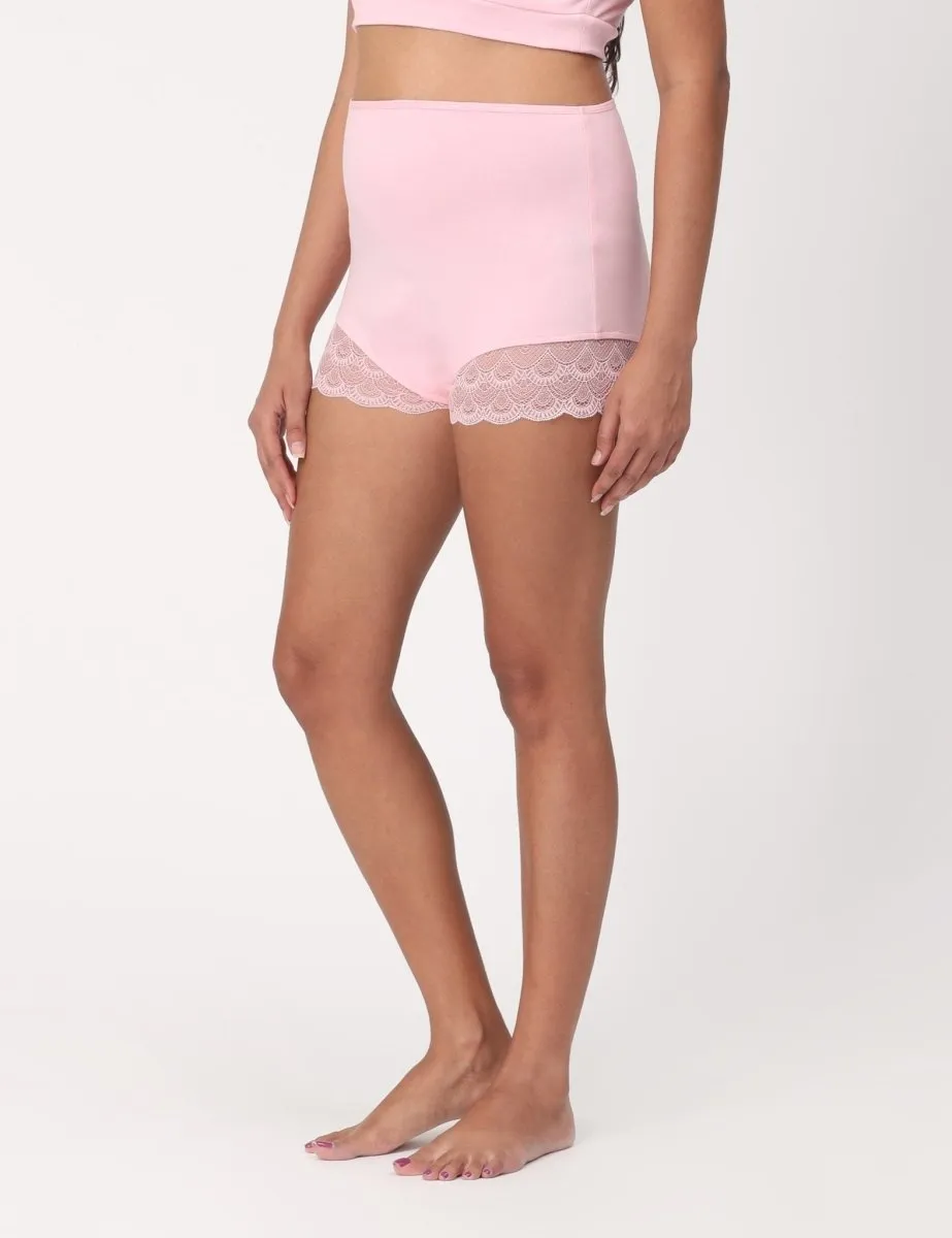 Maternity Over belly High Waist Lace Panty-Rose Pink