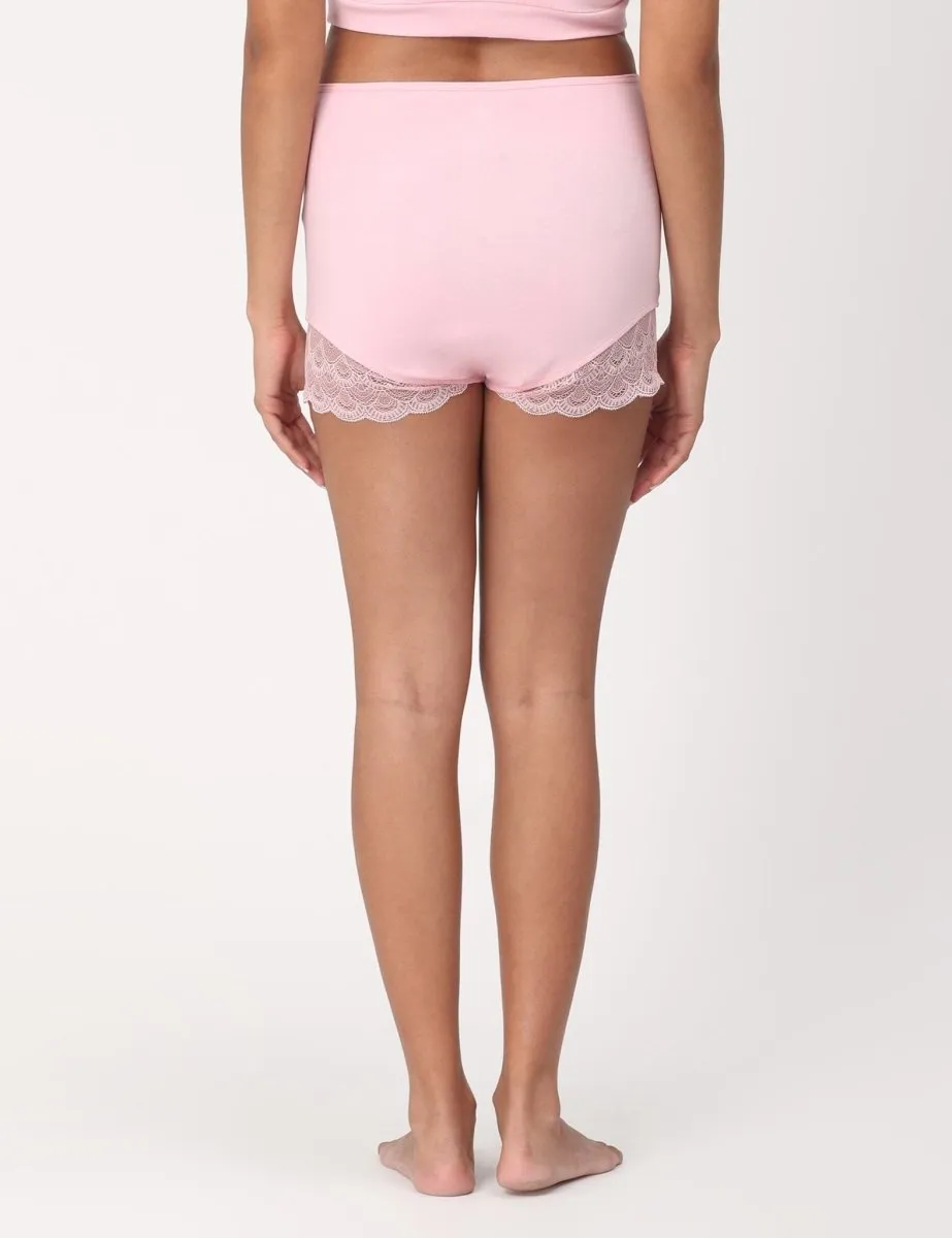 Maternity Over belly High Waist Lace Panty-Rose Pink