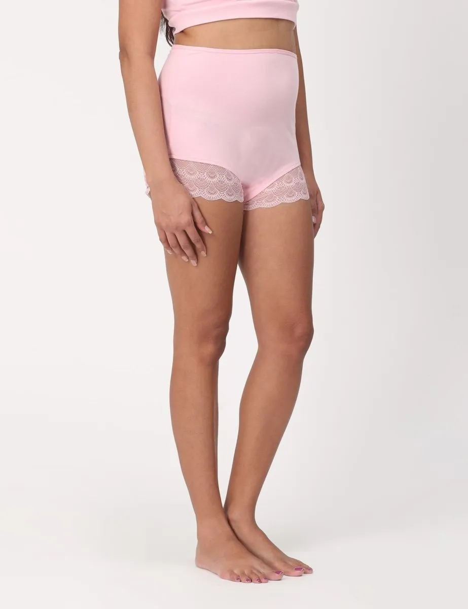 Maternity Over belly High Waist Lace Panty-Rose Pink