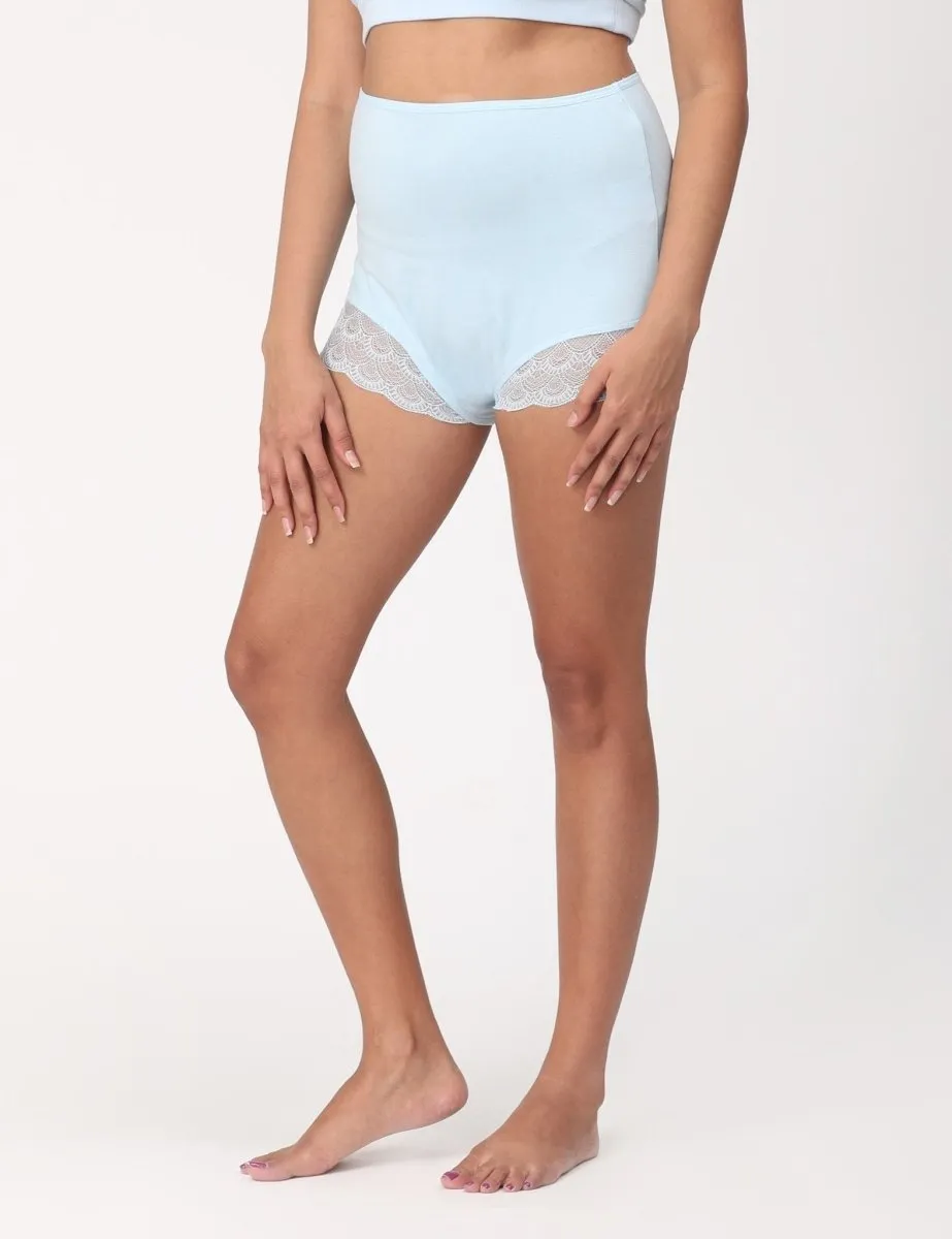 Maternity Over belly High Waist Lace Panty-Sky Blue