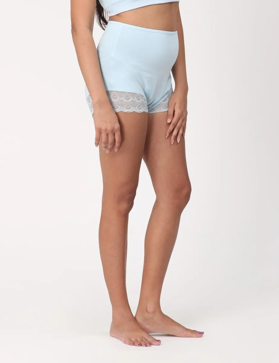 Maternity Over belly High Waist Lace Panty-Sky Blue