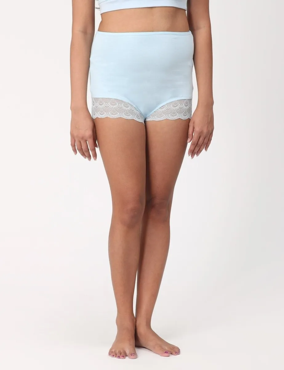 Maternity Over belly High Waist Lace Panty-Sky Blue