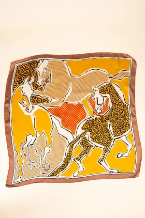 Mustard Printed Stampede Polyester Scarf