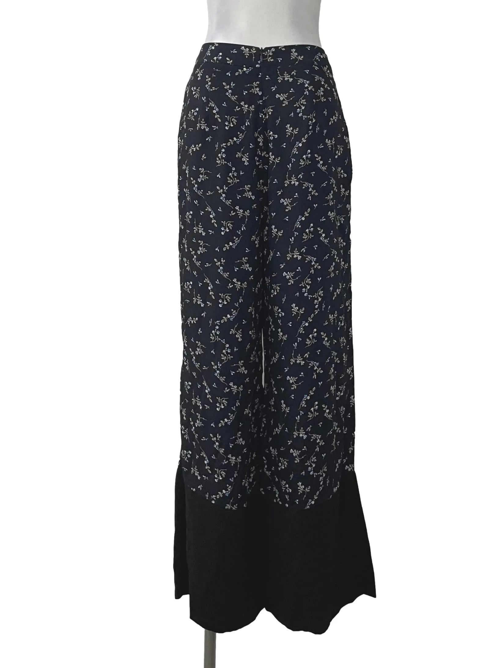Navy Floral Colourblock Pants