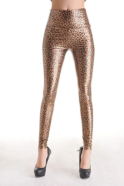 New Women Sexy Leggings Faux Leather Stretch Legging High Waist Leggings Juniors Pants 4 size 21 Colors