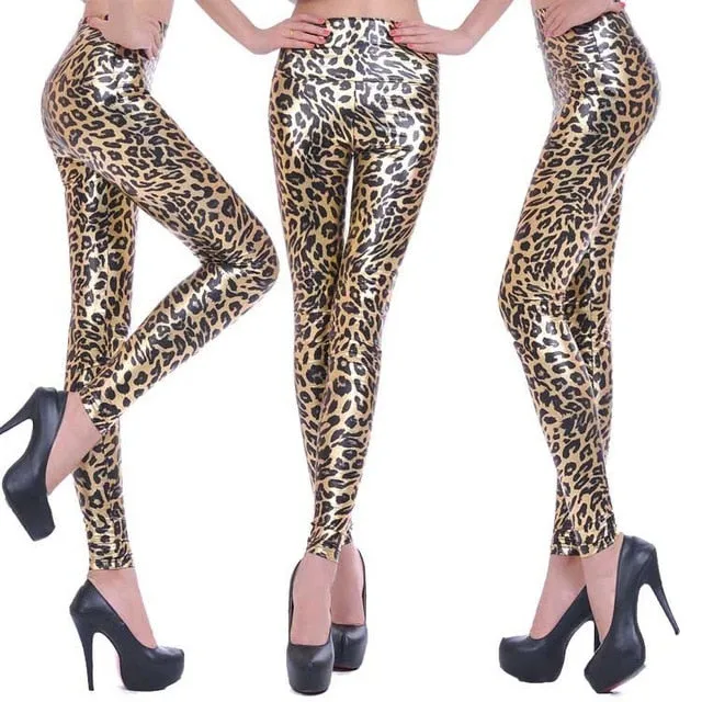 New Women Sexy Leggings Faux Leather Stretch Legging High Waist Leggings Juniors Pants 4 size 21 Colors