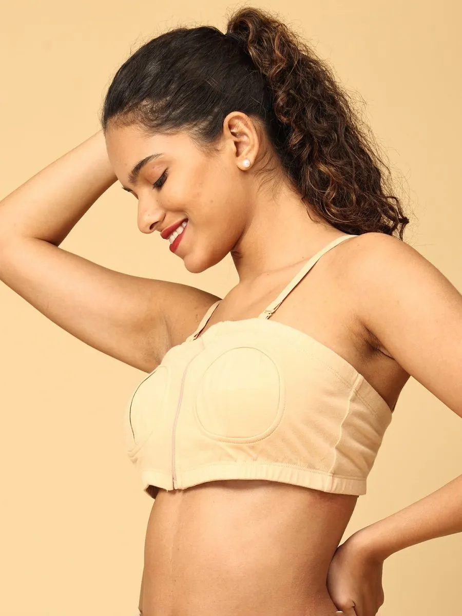 Nursing Pumping Bra Beige-Hand Free