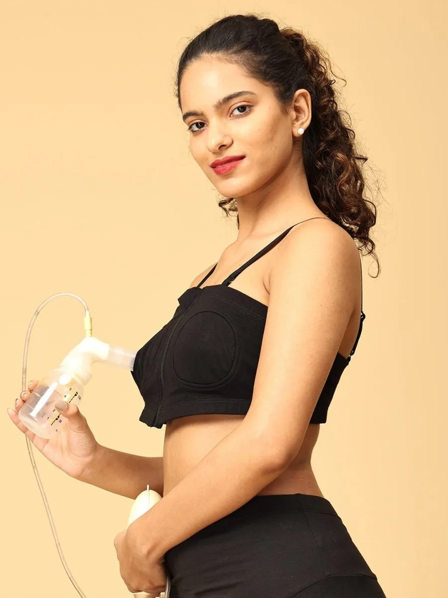 Nursing Pumping Bra Black-Hand Free