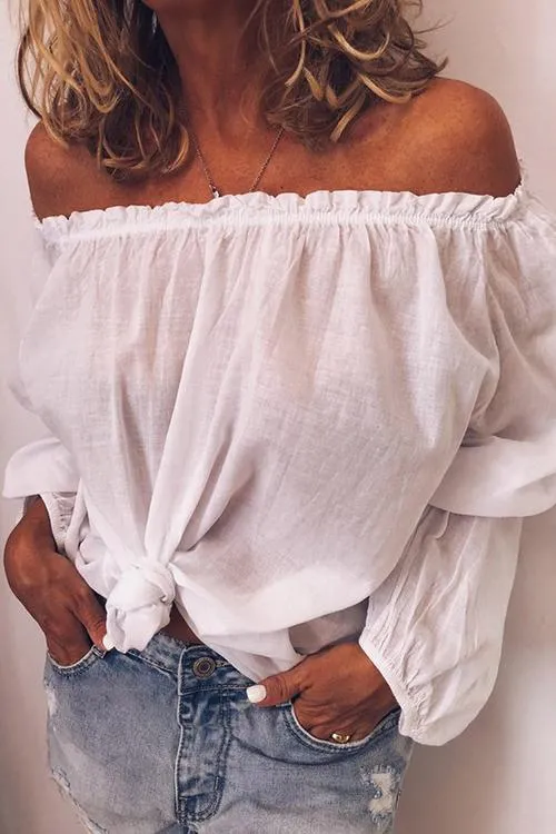 Off Shoulder Long Sleeve Loose Blouse