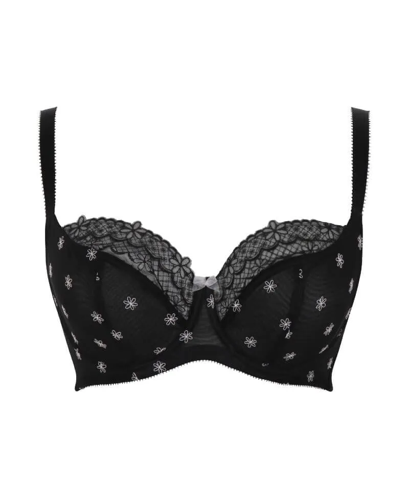 Panache Blossom Balconnet Bra - Black