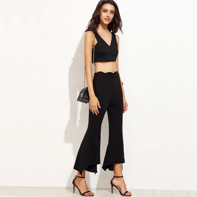 Paula Scalloped Waist Flare Pants
