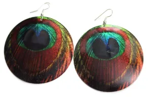 Peacock Feather Art Mother Of Pearl Earrings