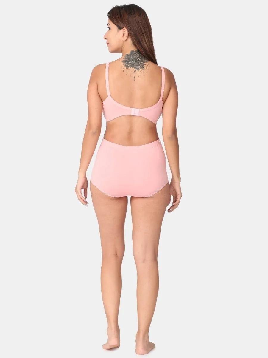 Pink and Grey High Waist Maternity Panty and Front Open Bra