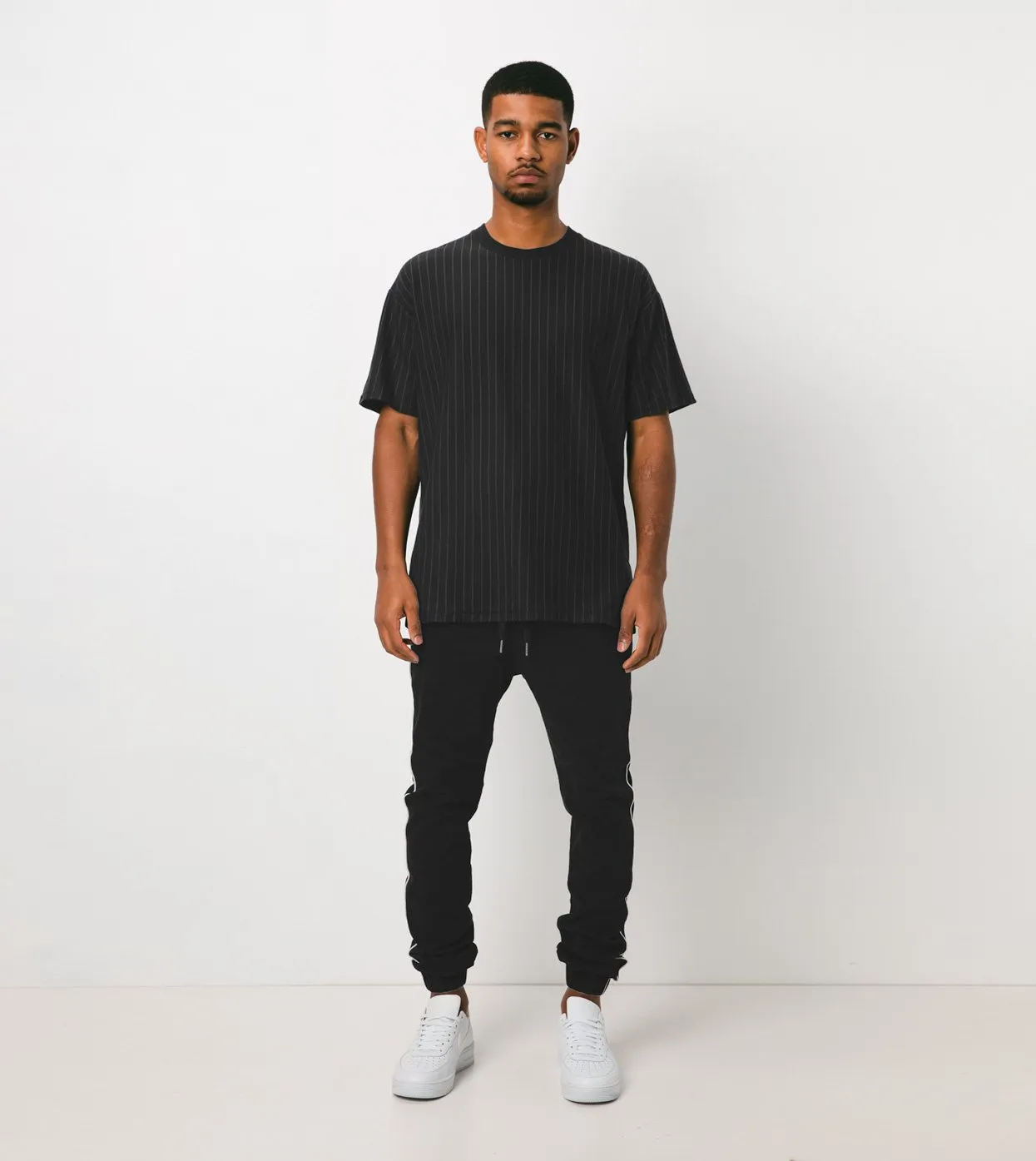 Pinstripe Box Tee Black/Vintage Black