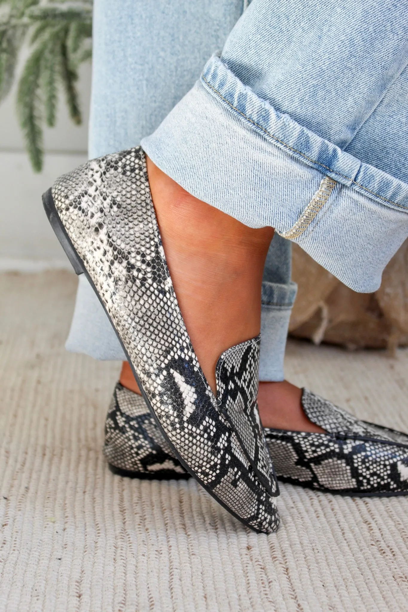 Polished Style Pointed Toe Flat • Snakeskin