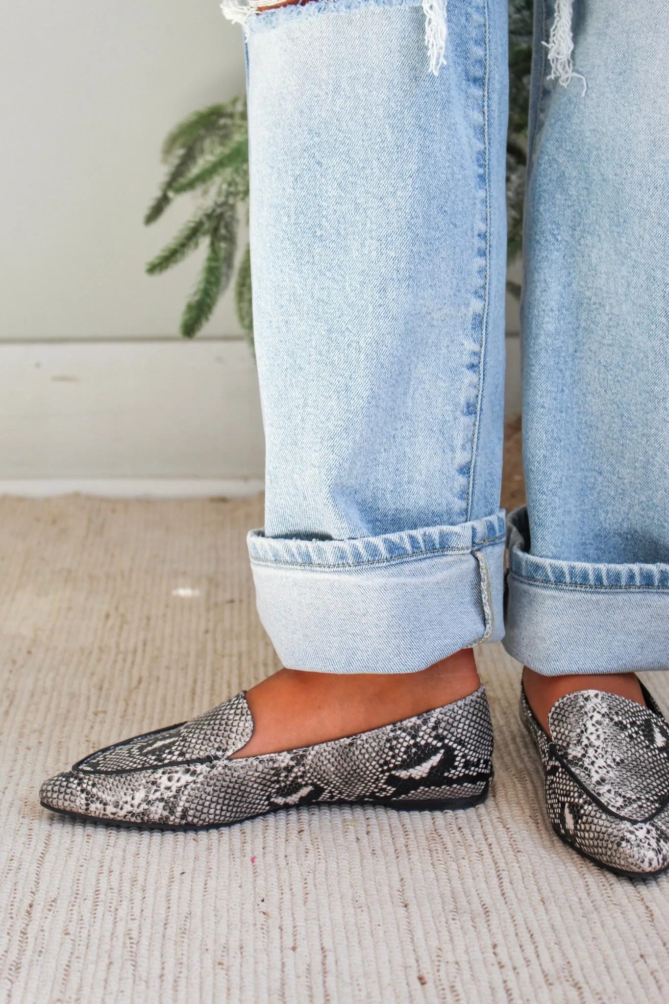 Polished Style Pointed Toe Flat • Snakeskin
