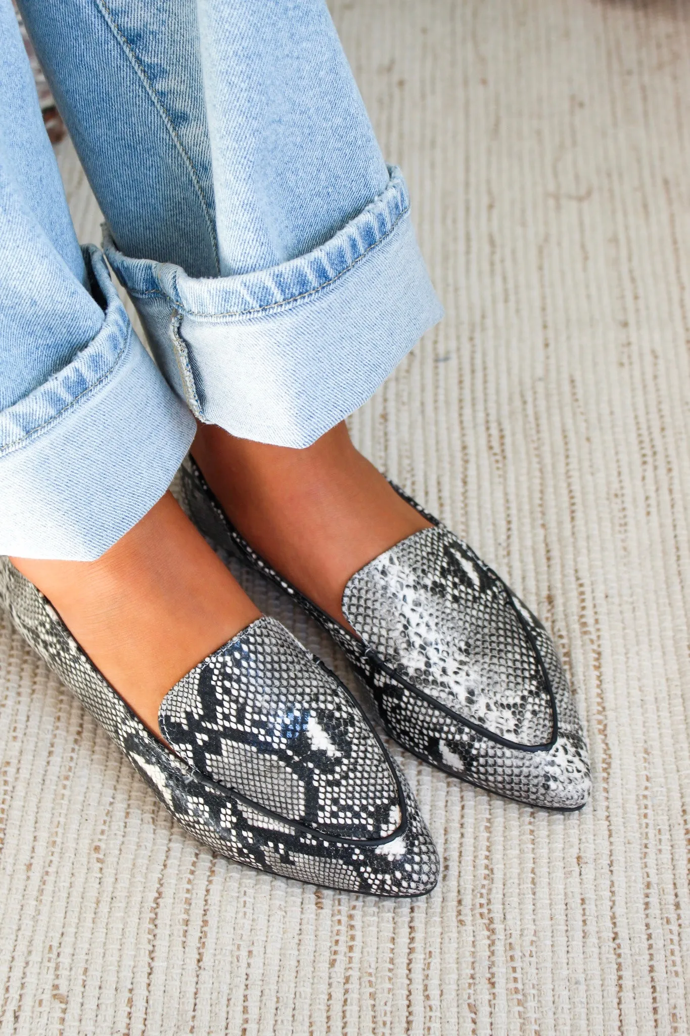 Polished Style Pointed Toe Flat • Snakeskin