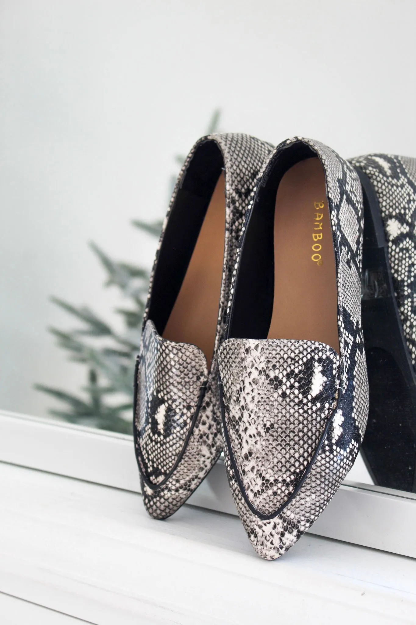 Polished Style Pointed Toe Flat • Snakeskin