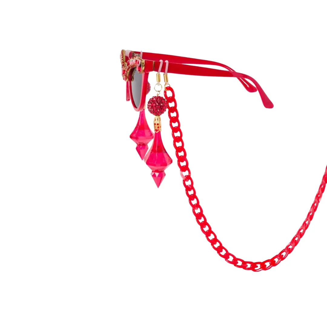 P*rn Star Red Sparkle Pop Sunglasses
