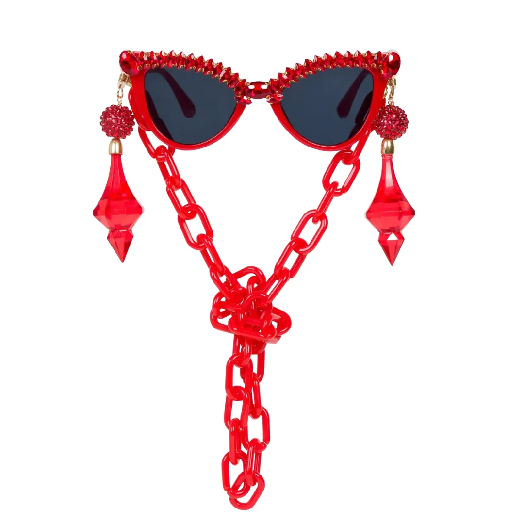 P*rn Star Red Sparkle Pop Sunglasses