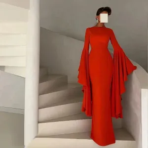 Red High Neck Prom Luxury  Evening Dress