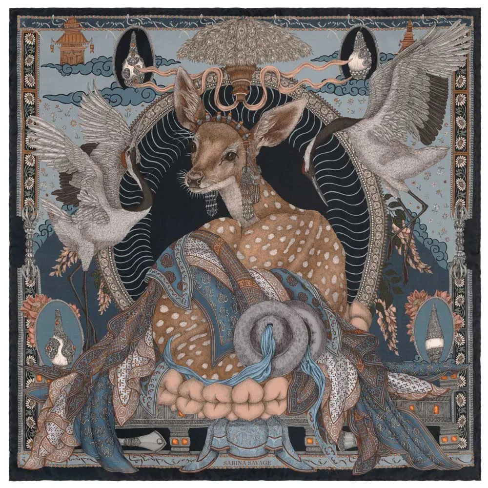 Sabina Savage The Song Deer 53" Wool/Silk Scarf