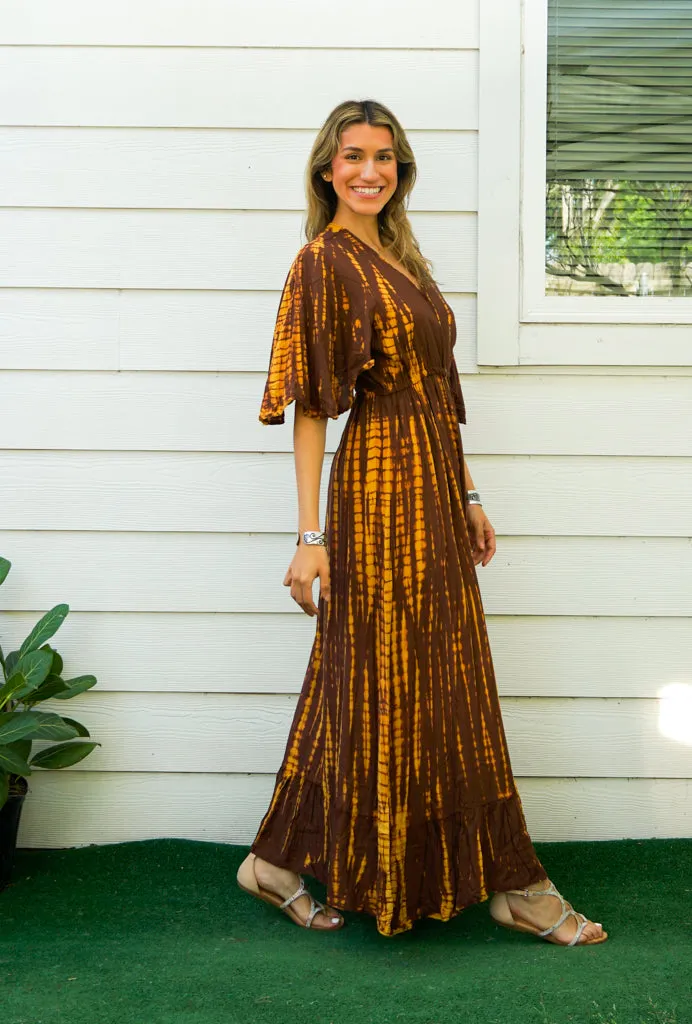 Sunlit Earth Maxi Tie Dye Tiered Dress