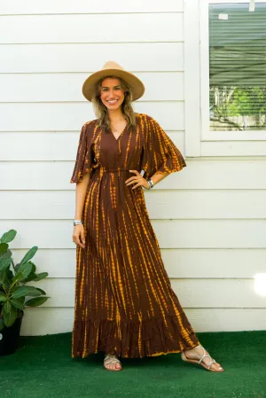 Sunlit Earth Maxi Tie Dye Tiered Dress