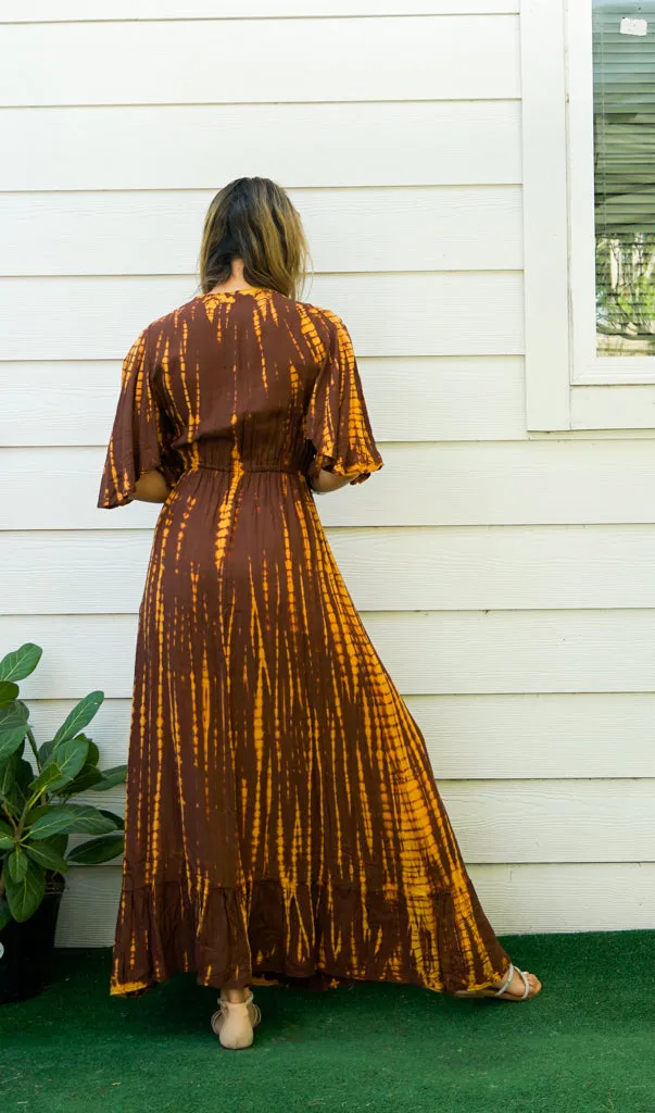 Sunlit Earth Maxi Tie Dye Tiered Dress