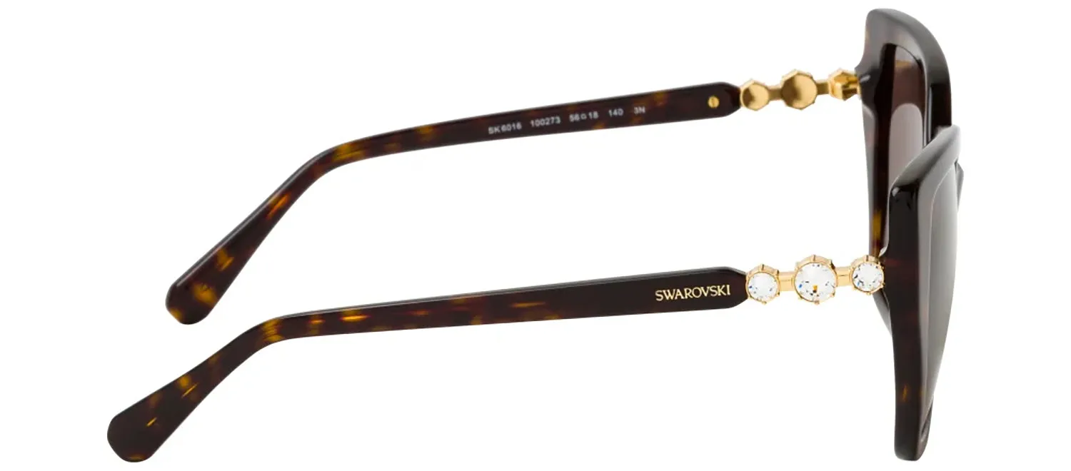 Swarovski SK 6016 100273 Irregular Plastic Havana Sunglasses with Brown Lens