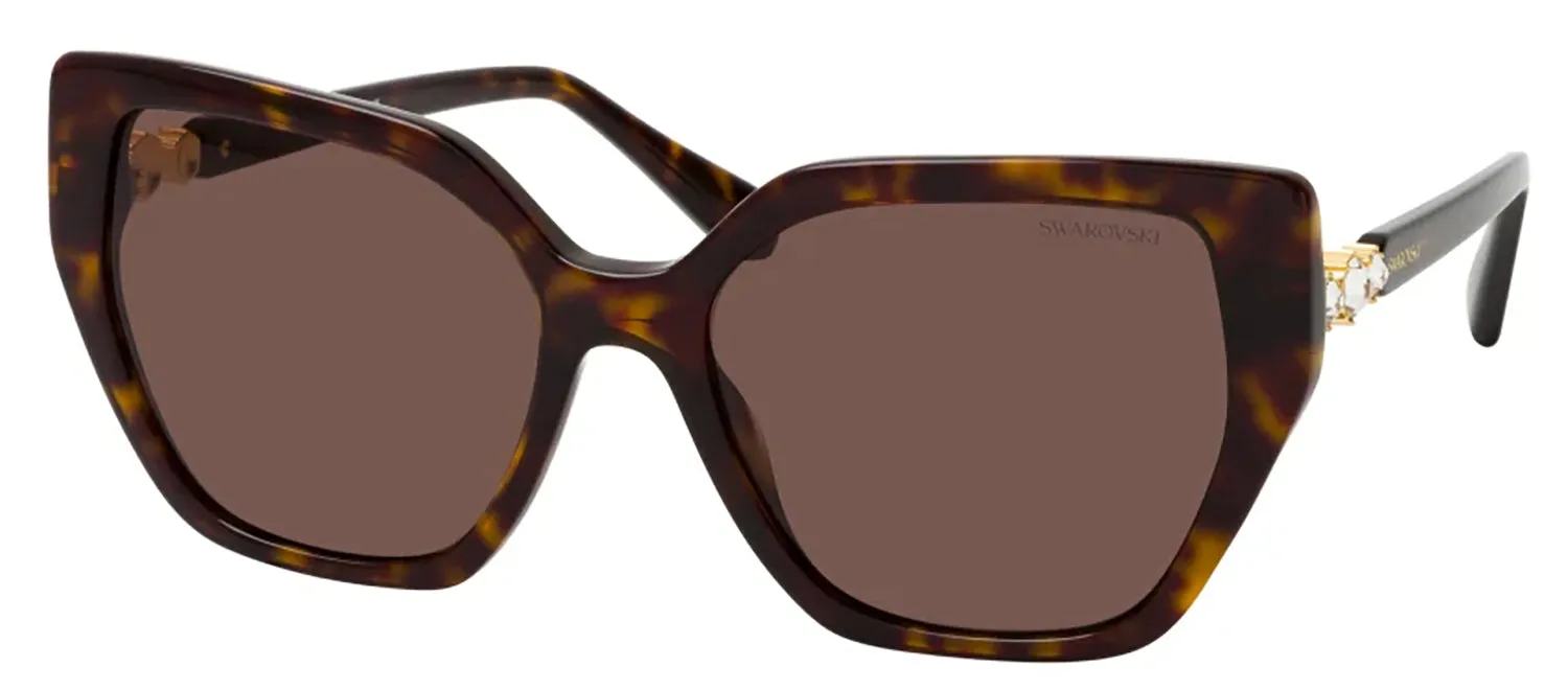 Swarovski SK 6016 100273 Irregular Plastic Havana Sunglasses with Brown Lens