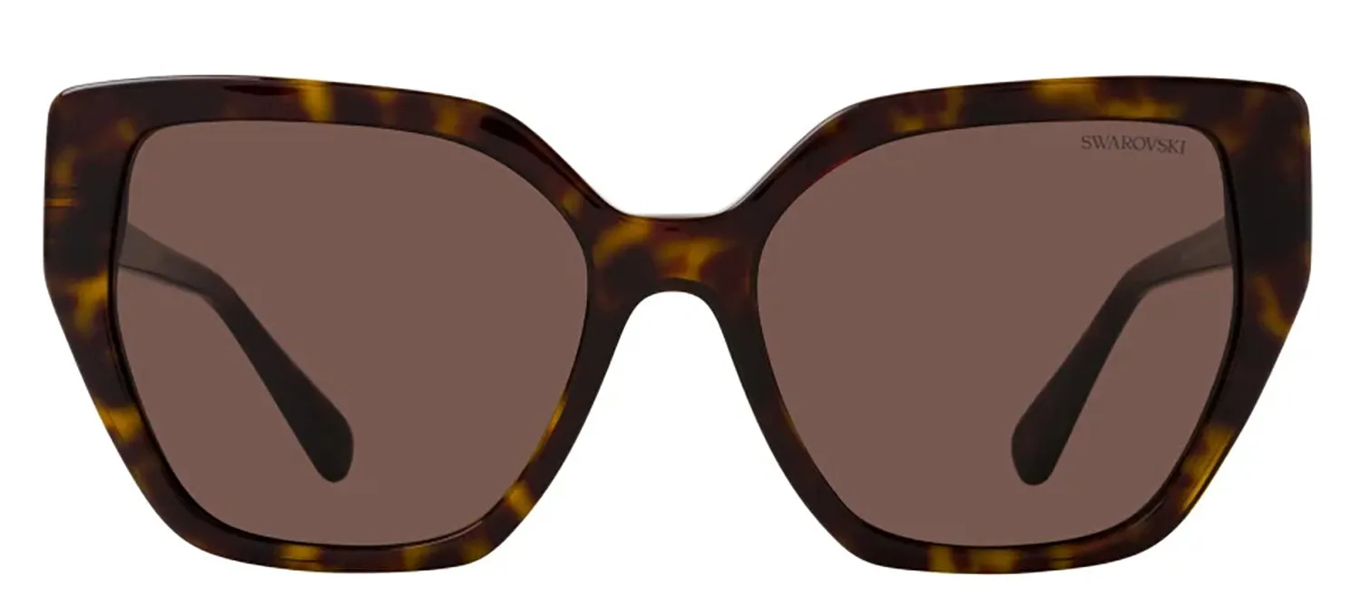 Swarovski SK 6016 100273 Irregular Plastic Havana Sunglasses with Brown Lens