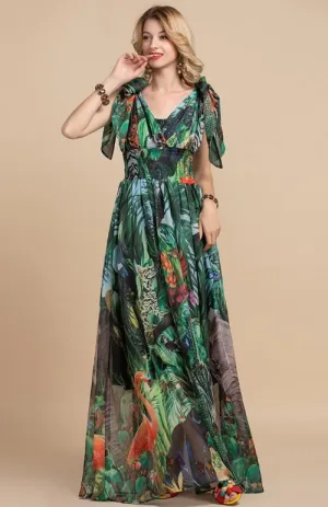 Vintage Flower Boho Maxi Dress
