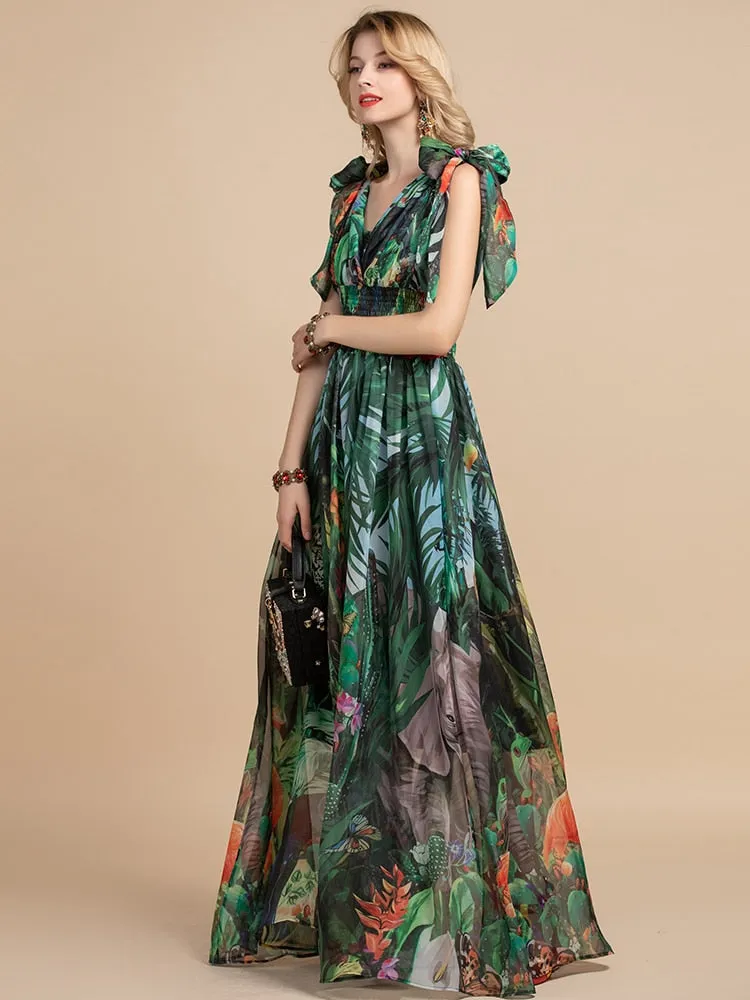 Vintage Flower Boho Maxi Dress