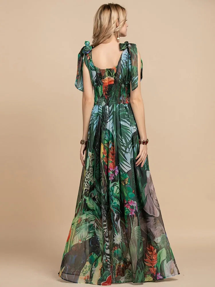Vintage Flower Boho Maxi Dress